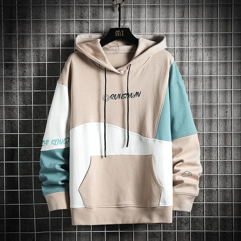 RUIWEIXUAN Contrast Color Hoodie