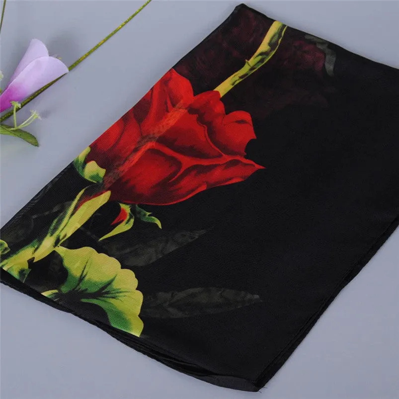 Scarf Rose Long Soft Wrap Women Scarf Ladies Shawl Chiffon Scarf Scarves bandana Fast Shipping Feida