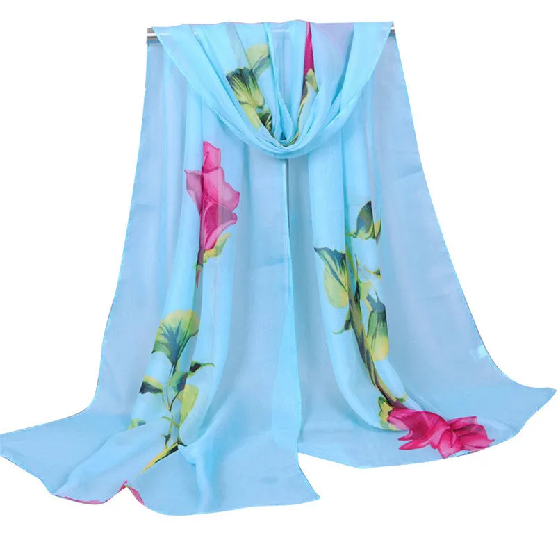 Scarf Rose Long Soft Wrap Women Scarf Ladies Shawl Chiffon Scarf Scarves bandana Fast Shipping Feida