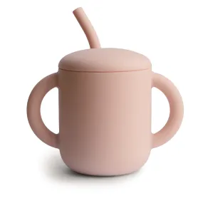 Silicone Training Cup + Straw - Blush