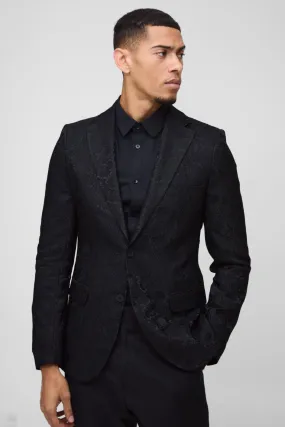 Slim Fit Flock Velour Blazer