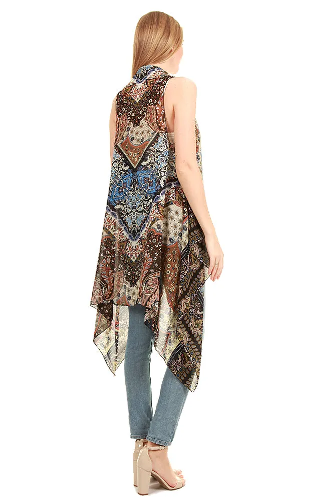 SN124 Paisley Soft Long Scarf Vest