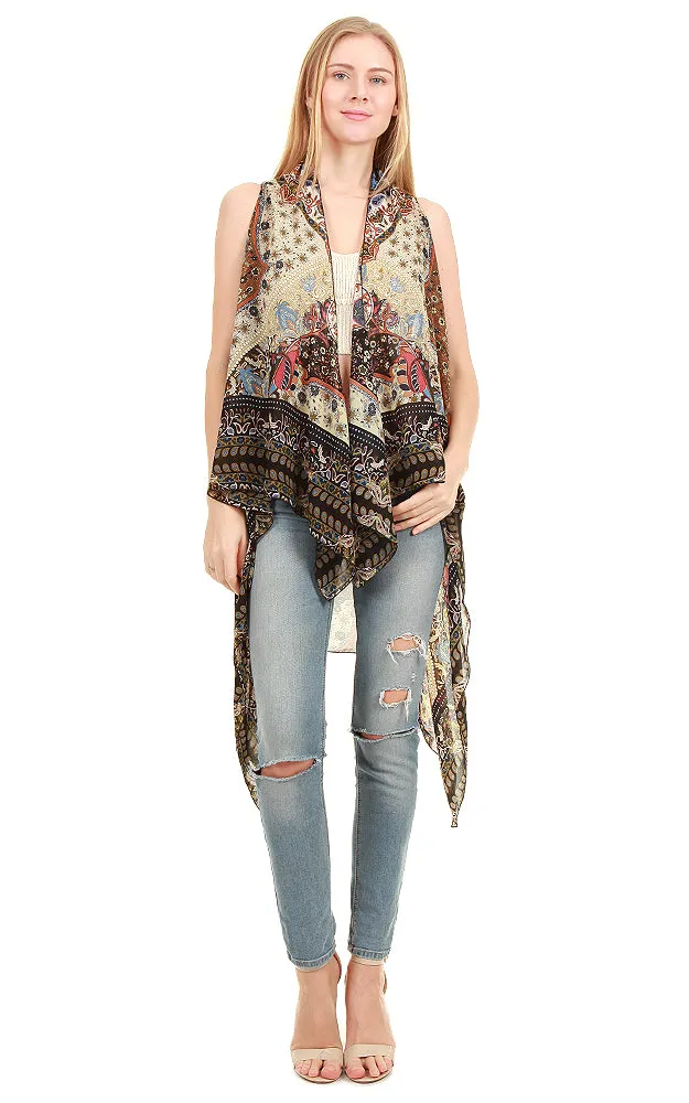 SN124 Paisley Soft Long Scarf Vest