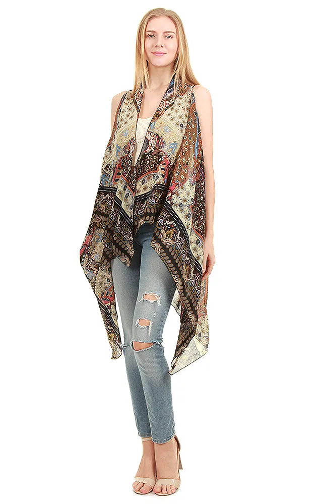 SN124 Paisley Soft Long Scarf Vest