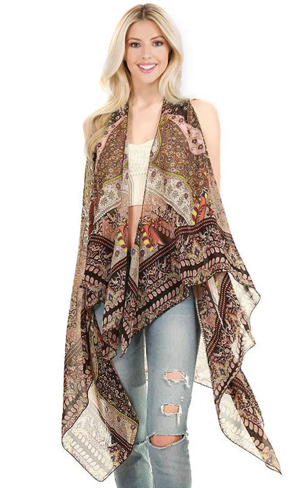 SN124 Paisley Soft Long Scarf Vest