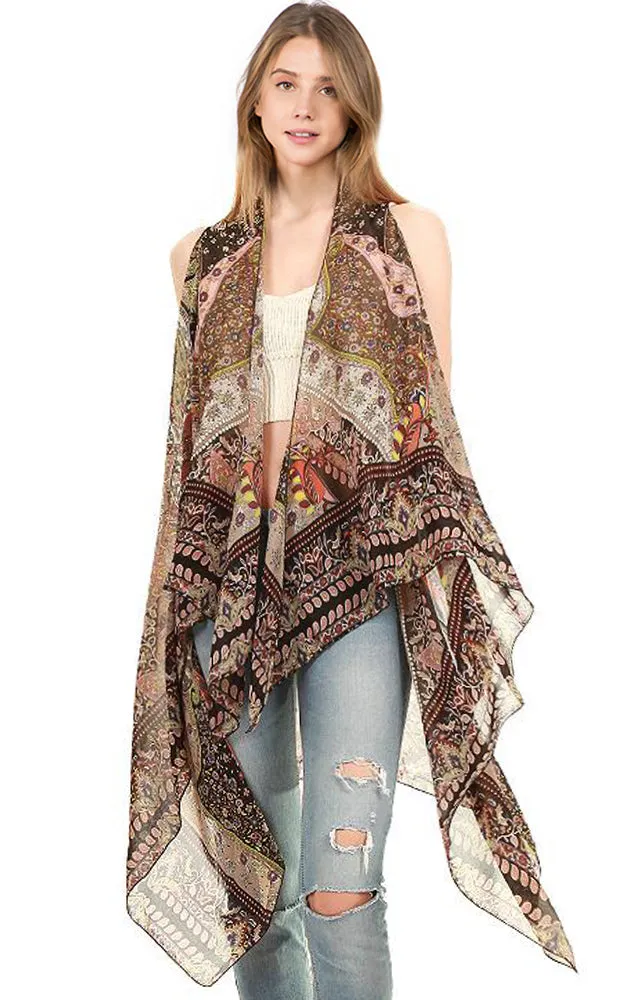 SN124 Paisley Soft Long Scarf Vest