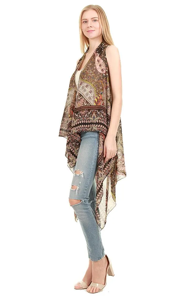 SN124 Paisley Soft Long Scarf Vest