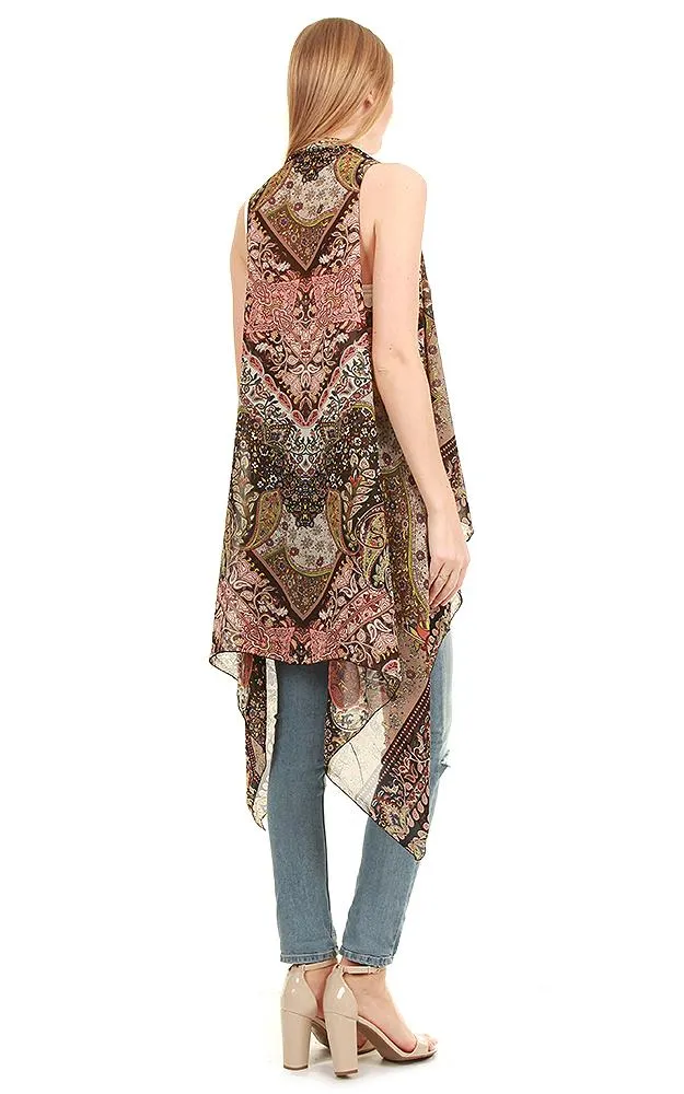 SN124 Paisley Soft Long Scarf Vest