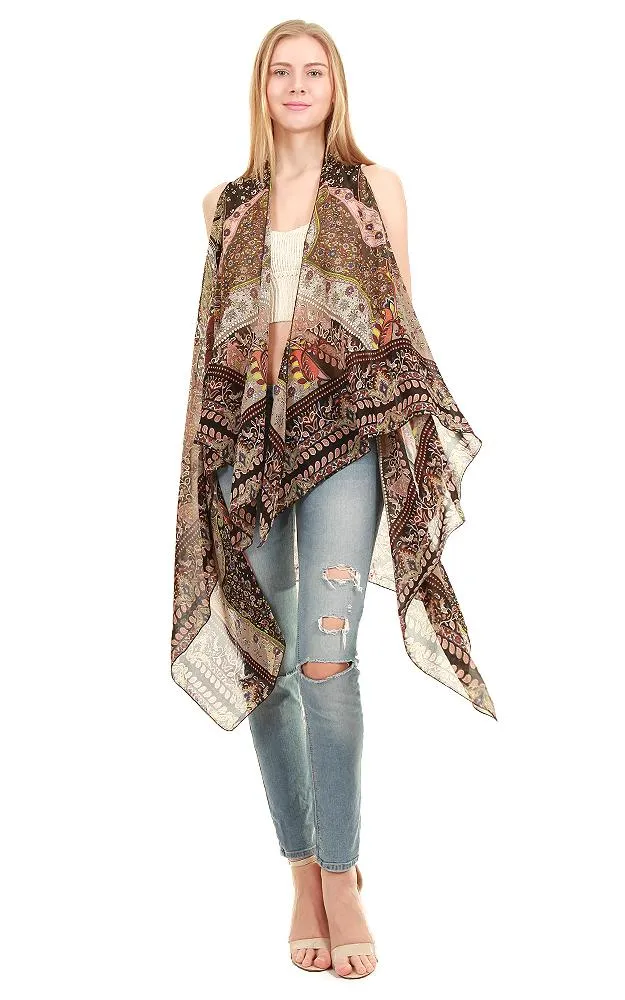 SN124 Paisley Soft Long Scarf Vest