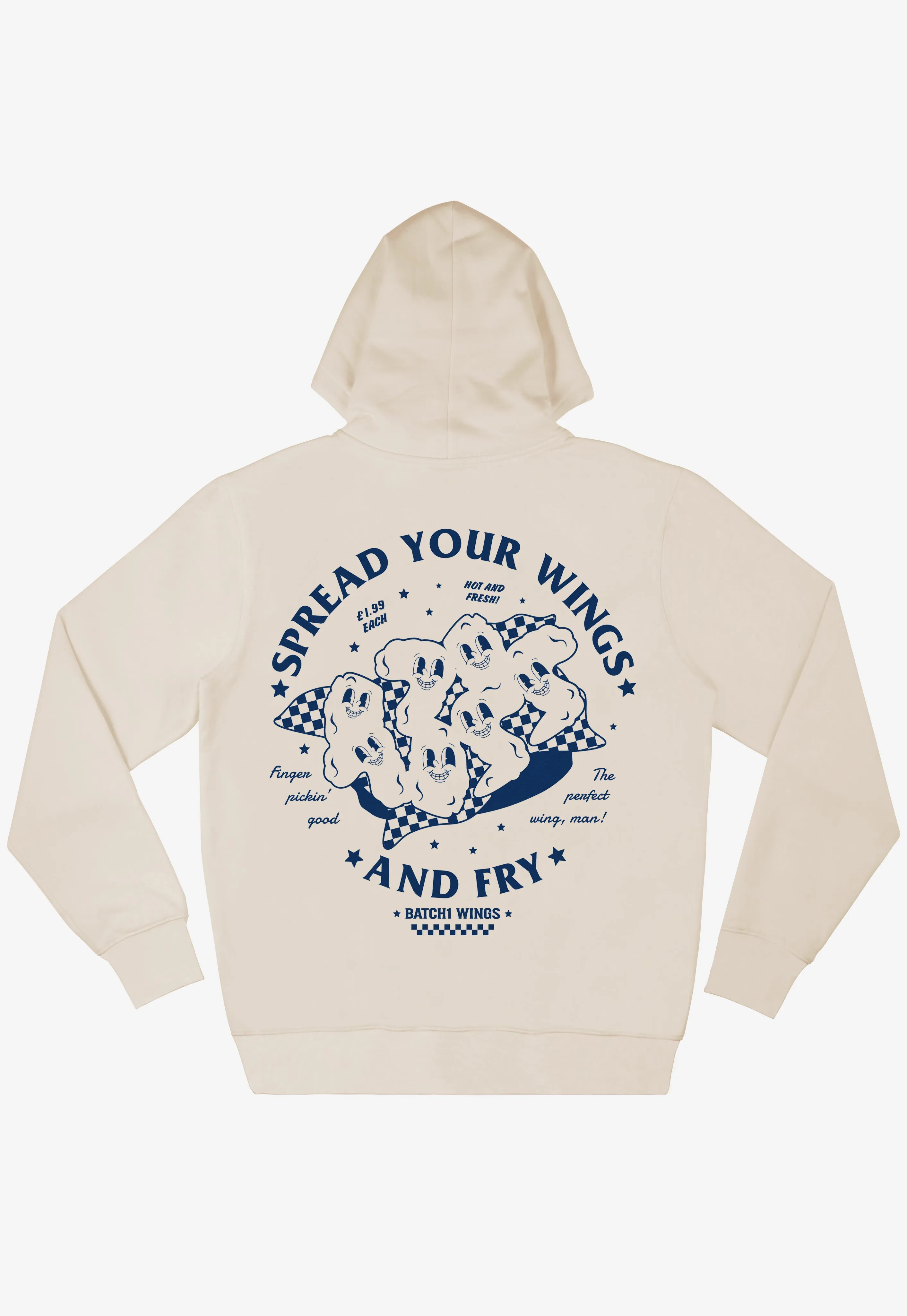 Spread Your Wings Fried Chicken Hoodie in Vanilla