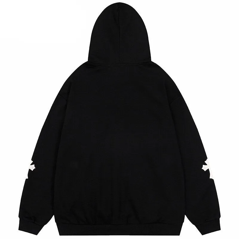 Streetwear Y2K Cross Patch Zipper Hoodie