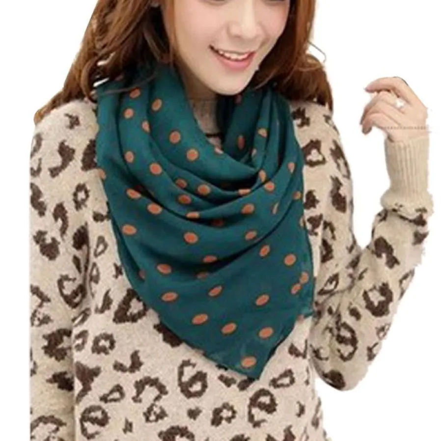 Stylish Girl Long Soft Silk Chiffon Scarf Wrap Polka Dot Shawl Scarve For Women Sunshine