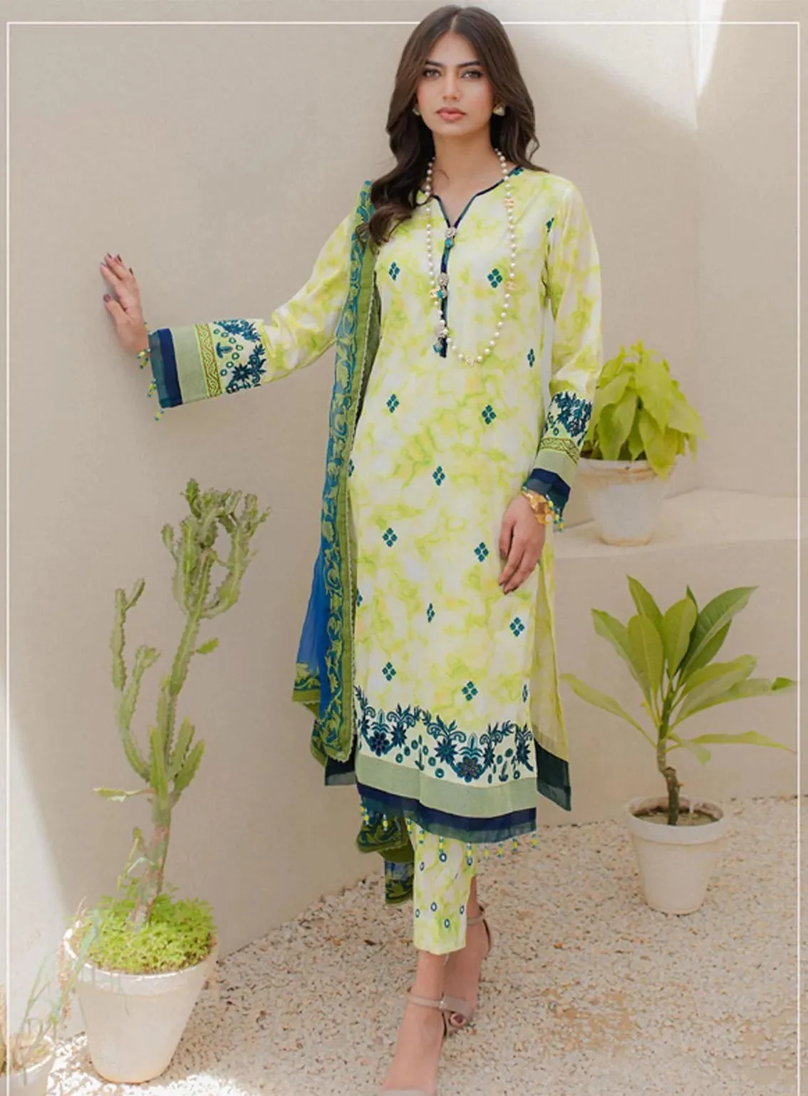 Sunshine Bloom By Al Zohaib Embroidered Cambric Unstitched 3 Piece Suit - 10