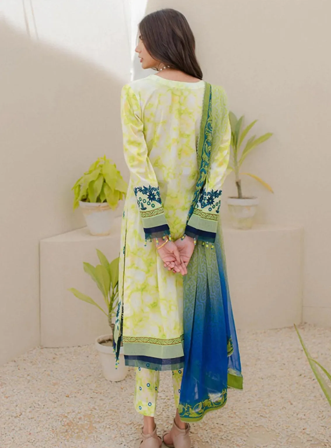 Sunshine Bloom By Al Zohaib Embroidered Cambric Unstitched 3 Piece Suit - 10