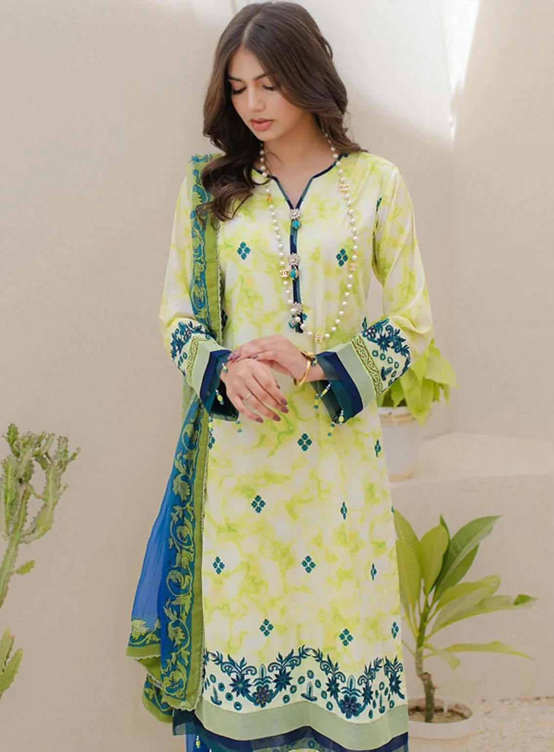 Sunshine Bloom By Al Zohaib Embroidered Cambric Unstitched 3 Piece Suit - 10