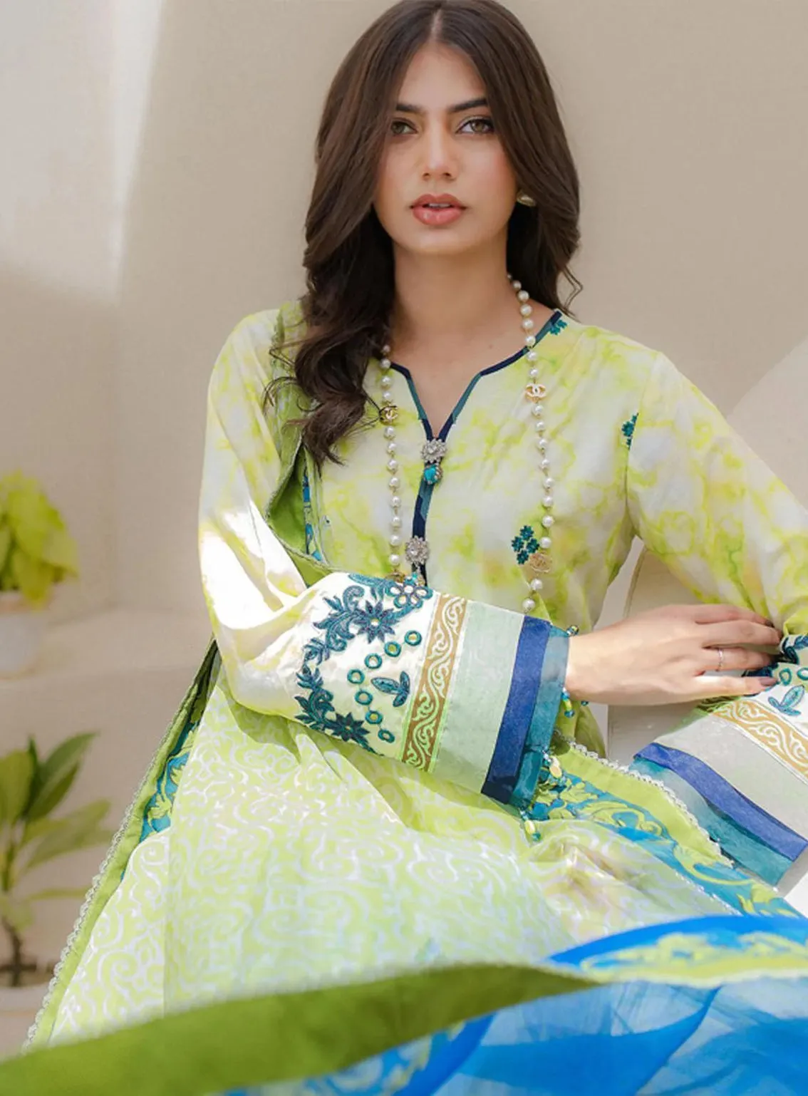 Sunshine Bloom By Al Zohaib Embroidered Cambric Unstitched 3 Piece Suit - 10