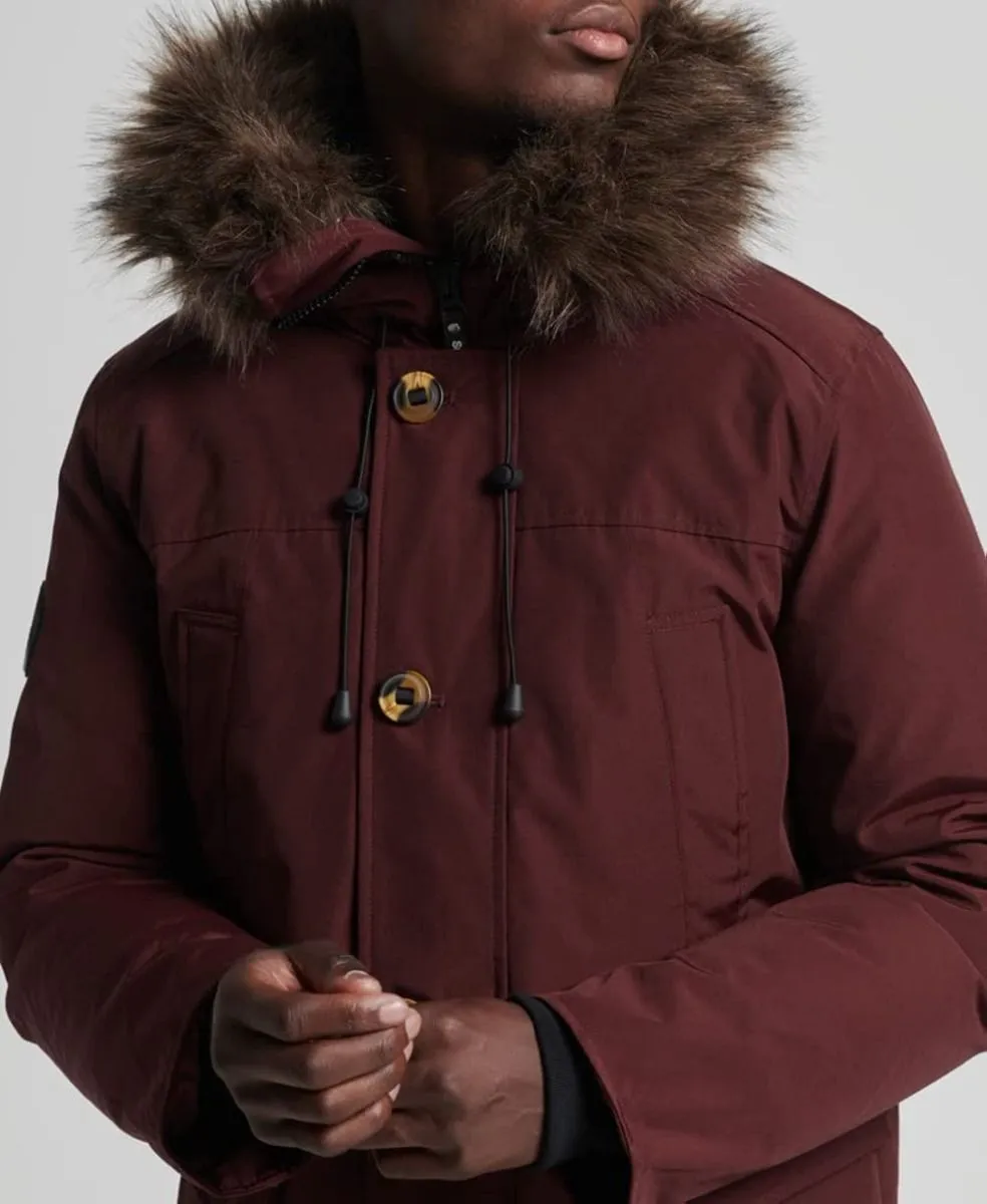 Superdry Hooded Rookie Down Jacket Albarn Clay Burgundy