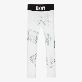 Teen Girls White Iridescent Logo Leggings