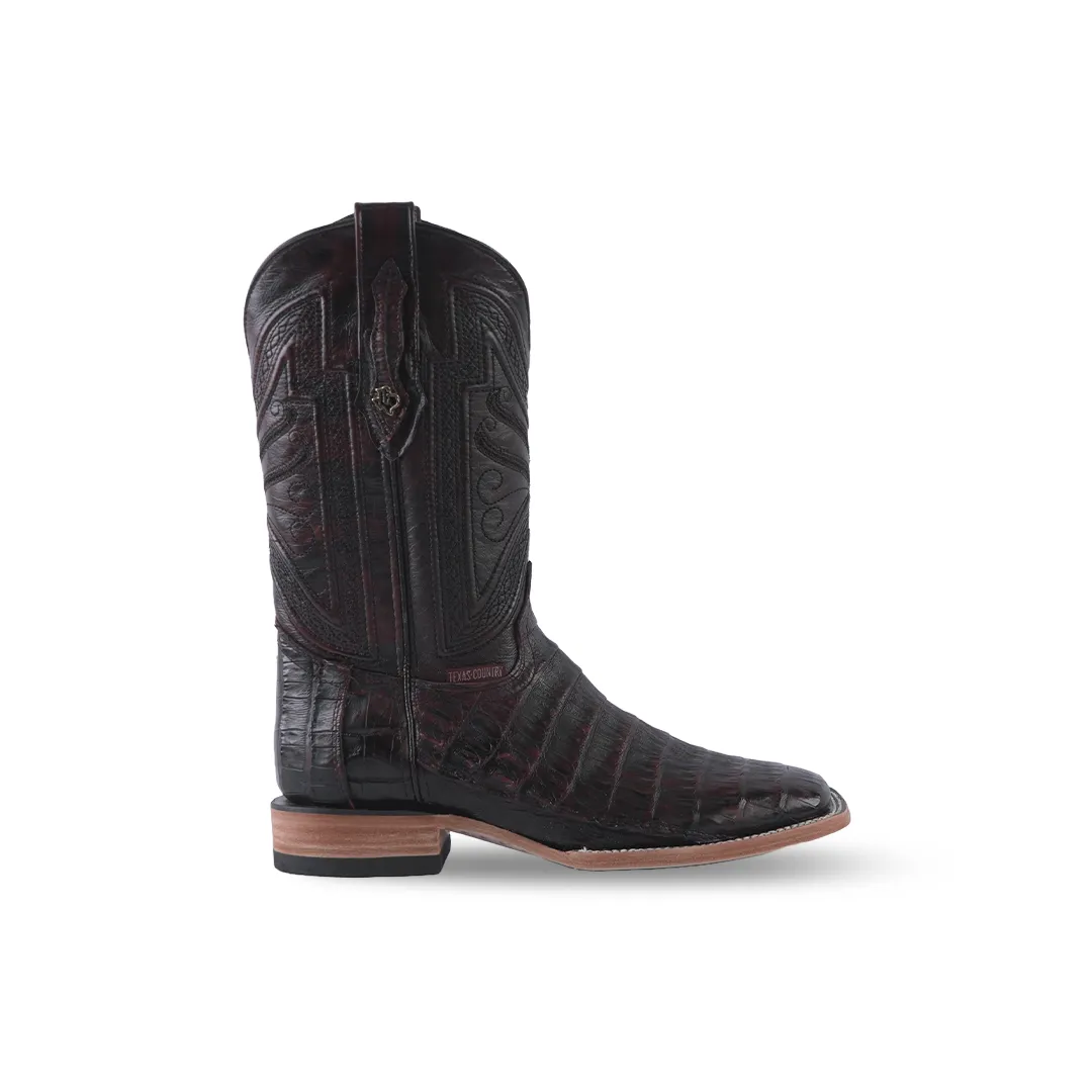 Texas Country Exotic Boot Caiman Belly Black Cherry LM10