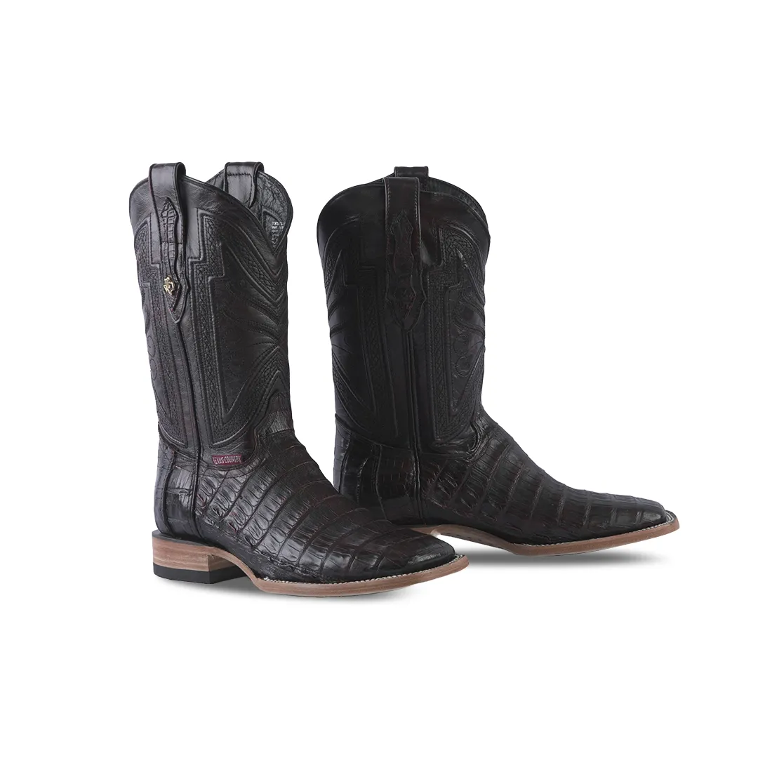 Texas Country Exotic Boot Caiman Belly Black Cherry LM10