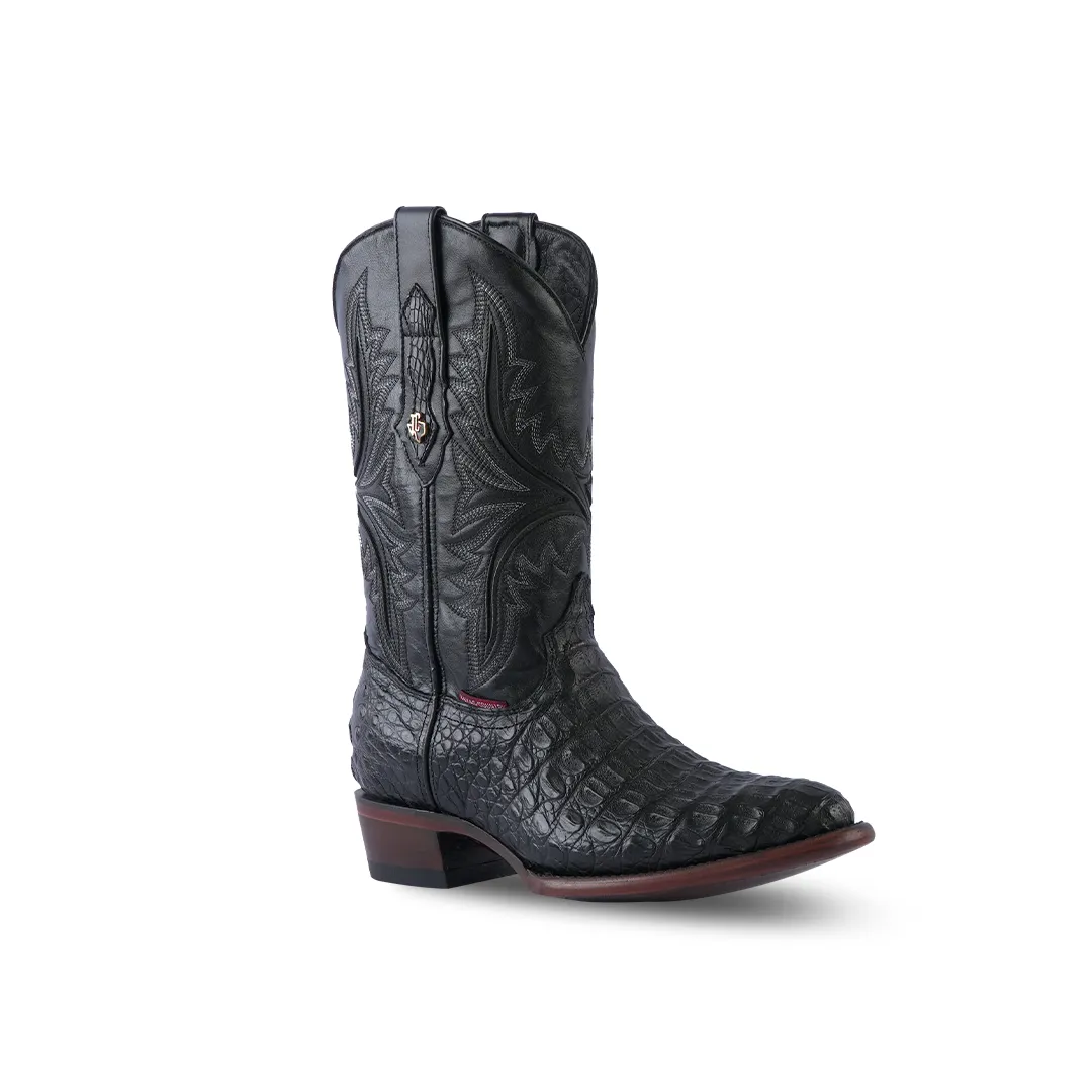 Texas Country Exotic Boot Lomo Caiman Black Round Toe LM220