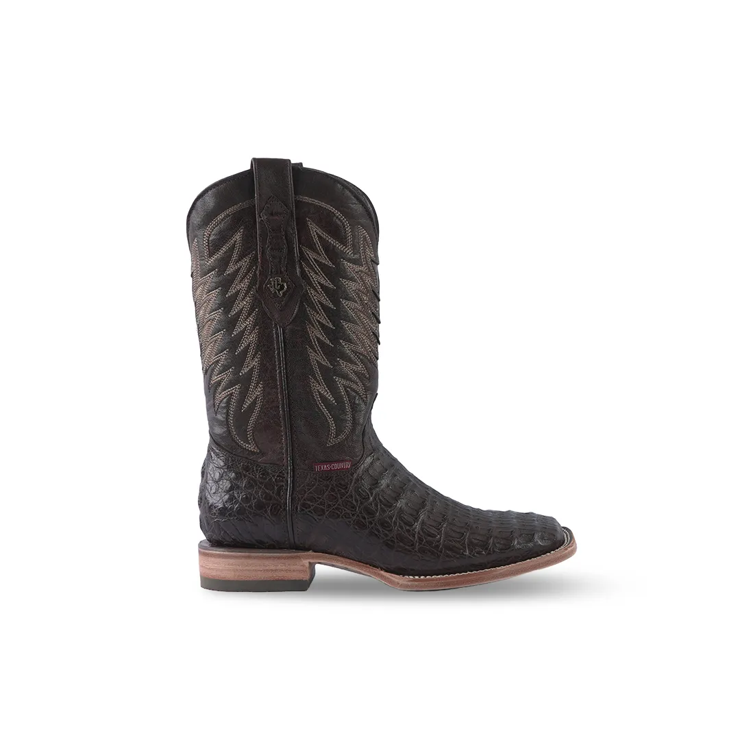 Texas Country Exotic Boot Lomo Caiman Kango Tabaco Square Toe LM10