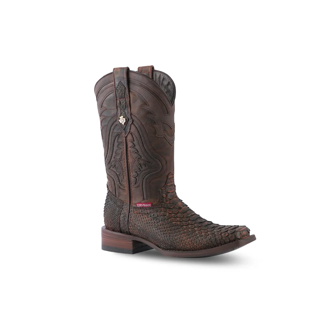 Texas Country Exotic Boot Python Petroleo Nobuck PN100