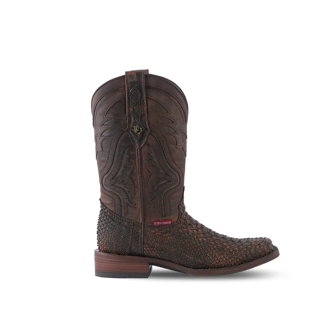 Texas Country Exotic Boot Python Petroleo Nobuck PN100