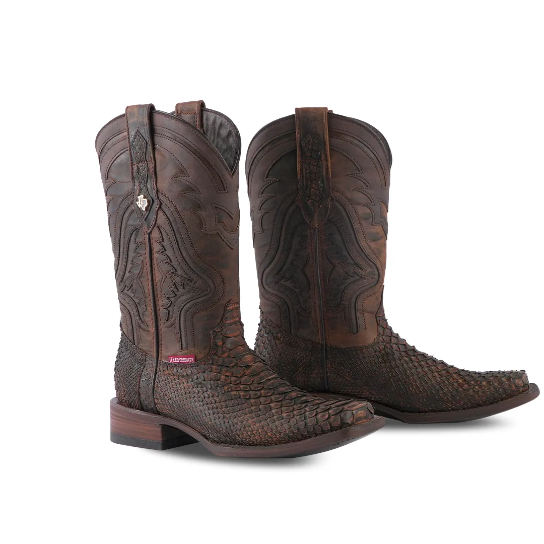 Texas Country Exotic Boot Python Petroleo Nobuck PN100