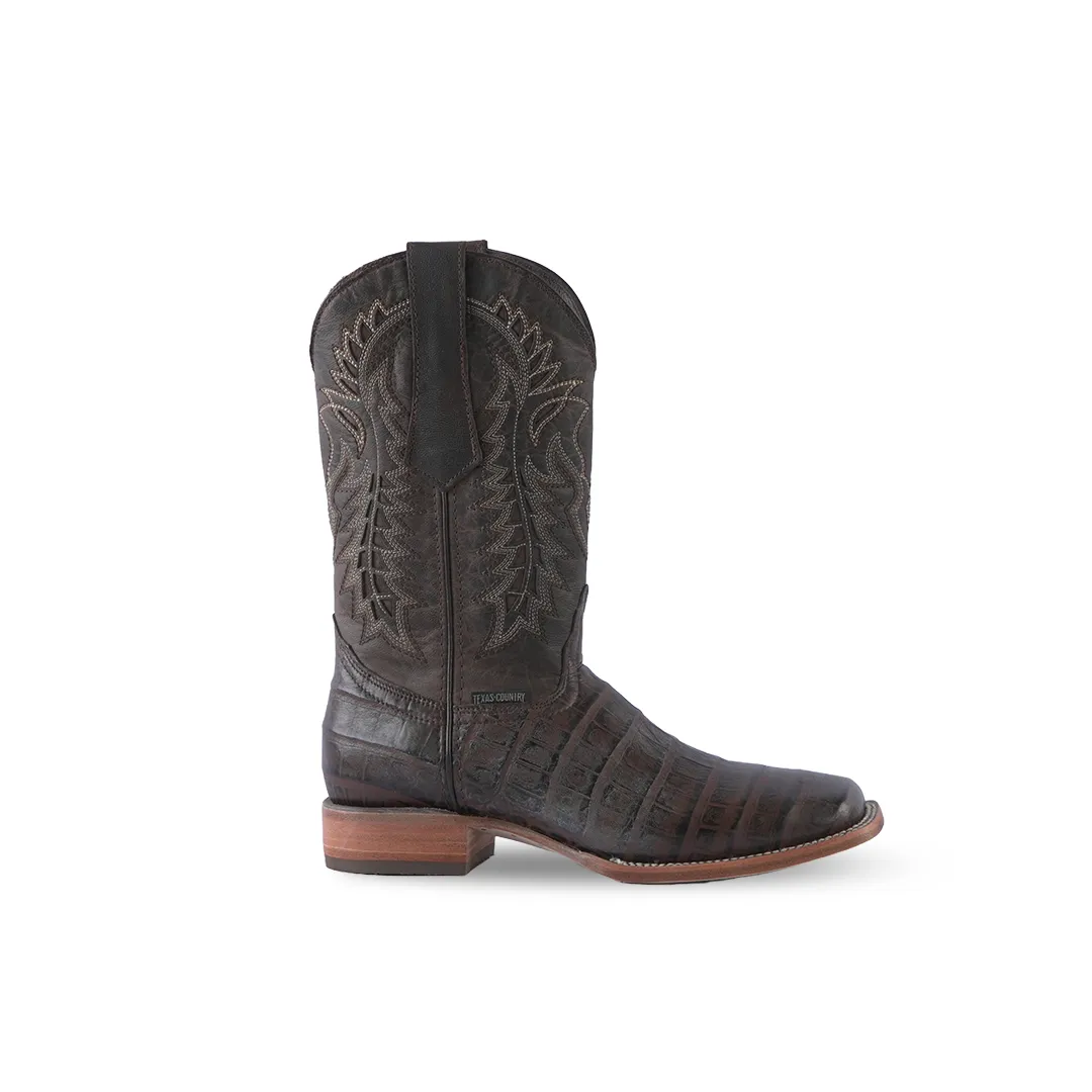 Texas Country Western Boot  American Belly Choco Square Toe E642