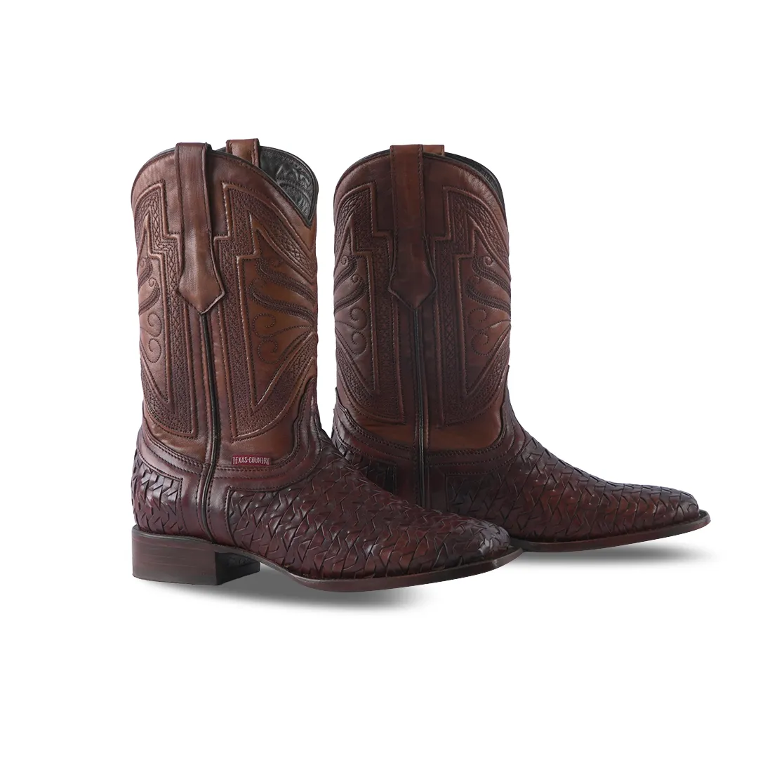 Texas Country Western Boot Bora Nat Miel Square Toe E686