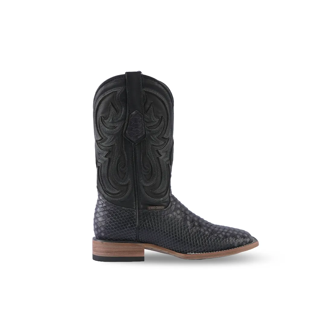 Texas Country Western Boot Python Print Musgo Black E594