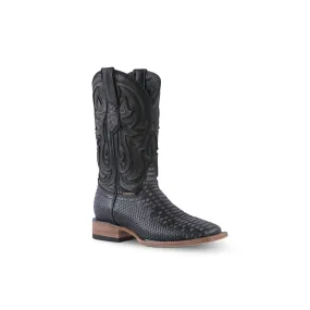 Texas Country Western Boot Python Print Musgo Black E594