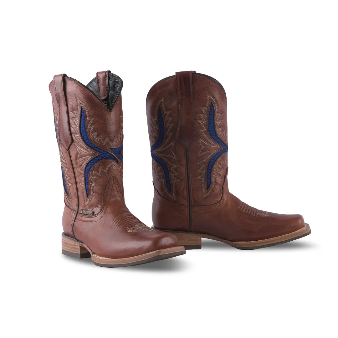 Texas Country Western Boot Ranch Cognac Rodeo Toe E588