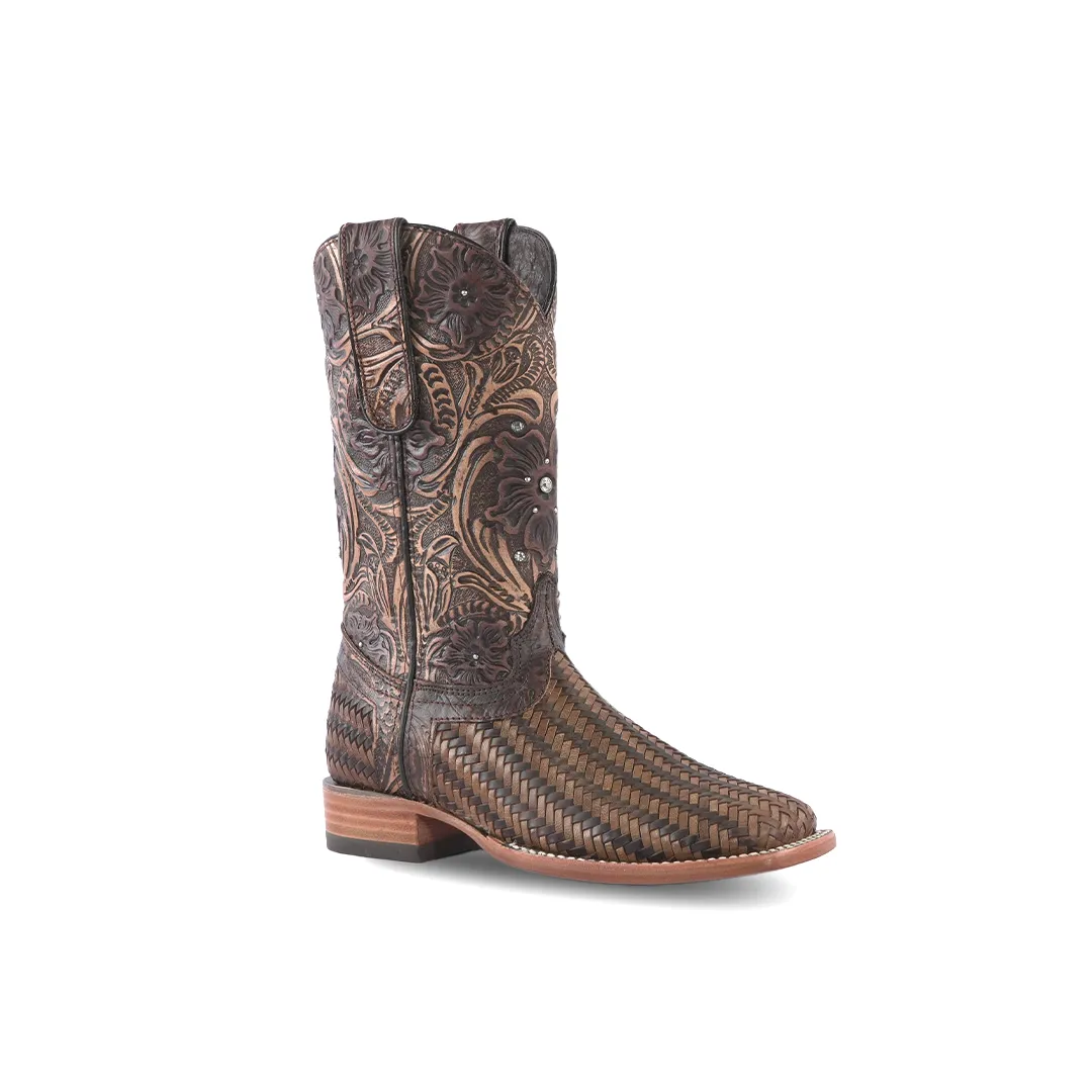 Texas Country Western Womens Boot Mat Choco Square Toe E797