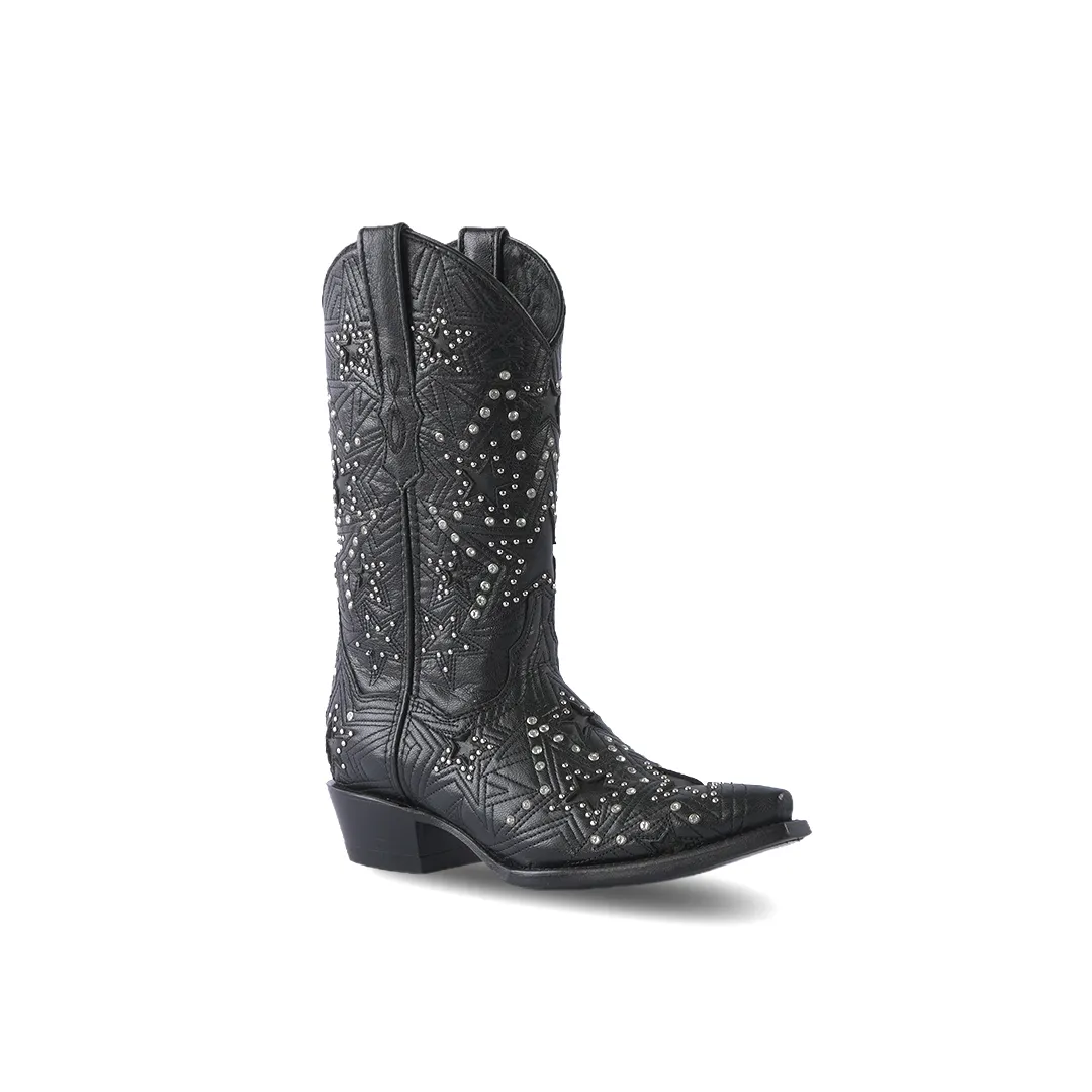 Texas Country Womens Western Boot Rush Black Star Party Cristal E726