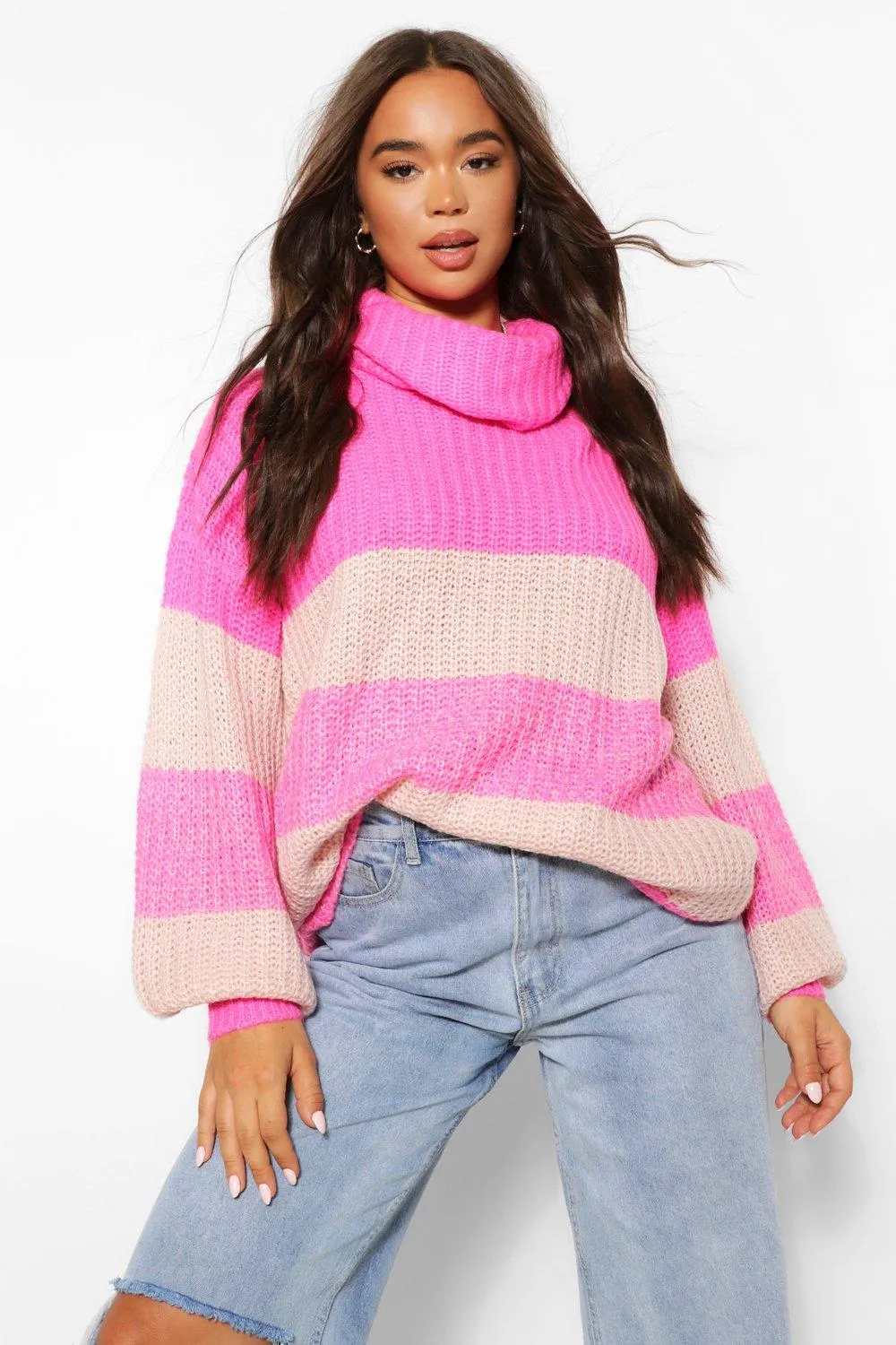 Turtleneck Oversized Ombre Sweater