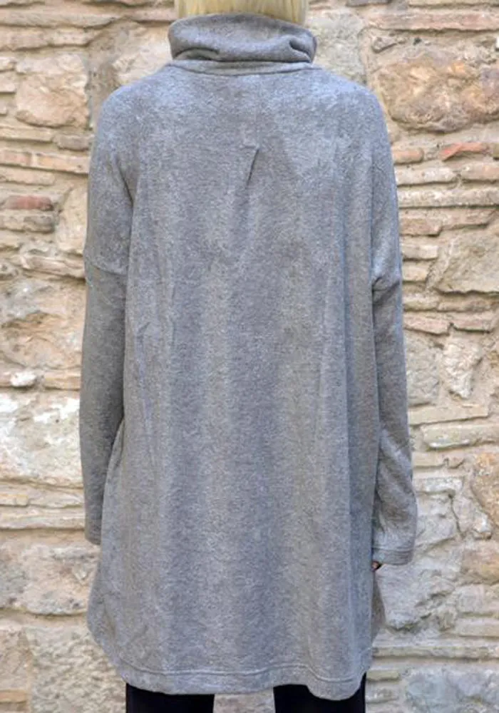 UJOH TURTLE NECK KNIT TUNIC SWEATER GREY