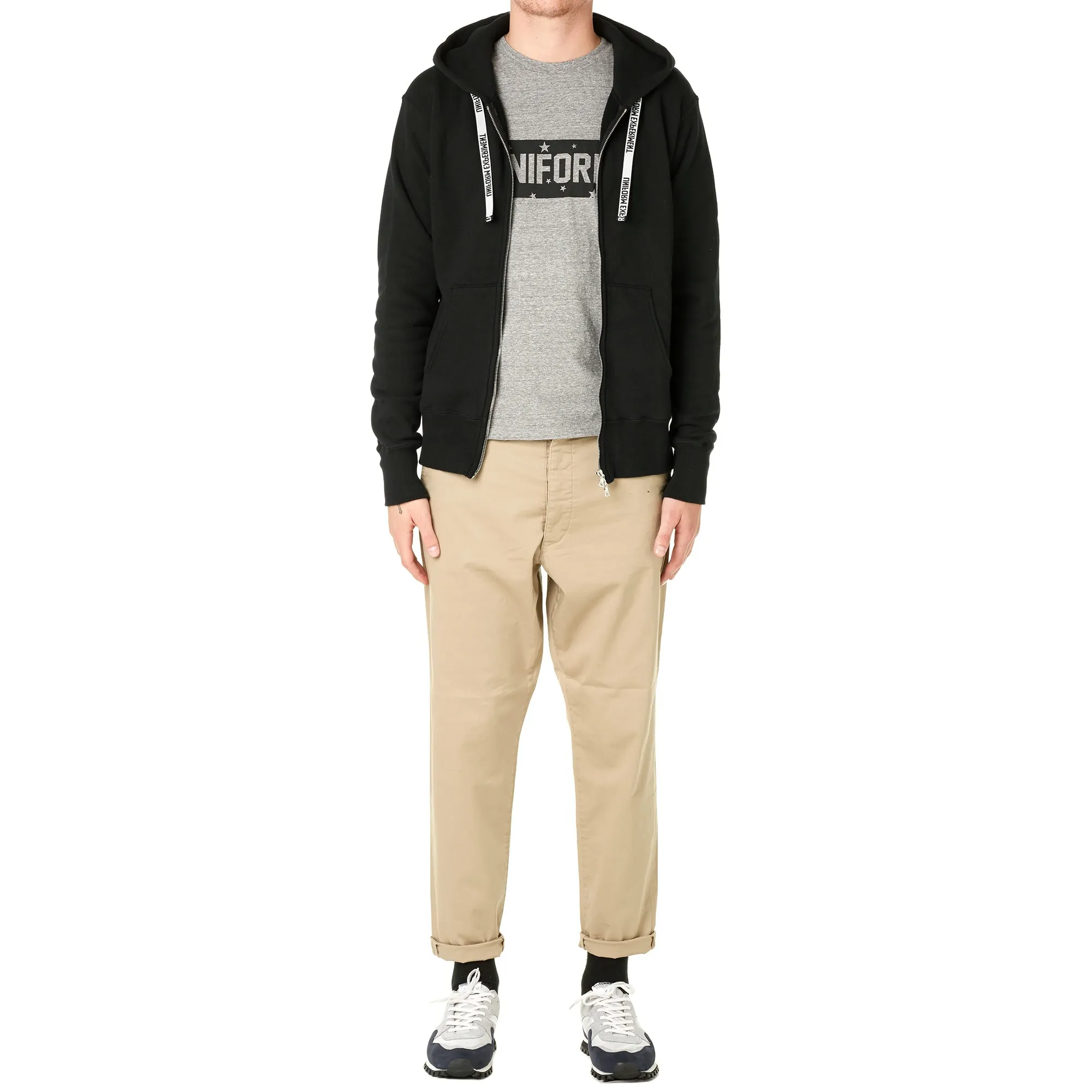 Uniform Experiment Tape Line Zip Up HoodyBlack