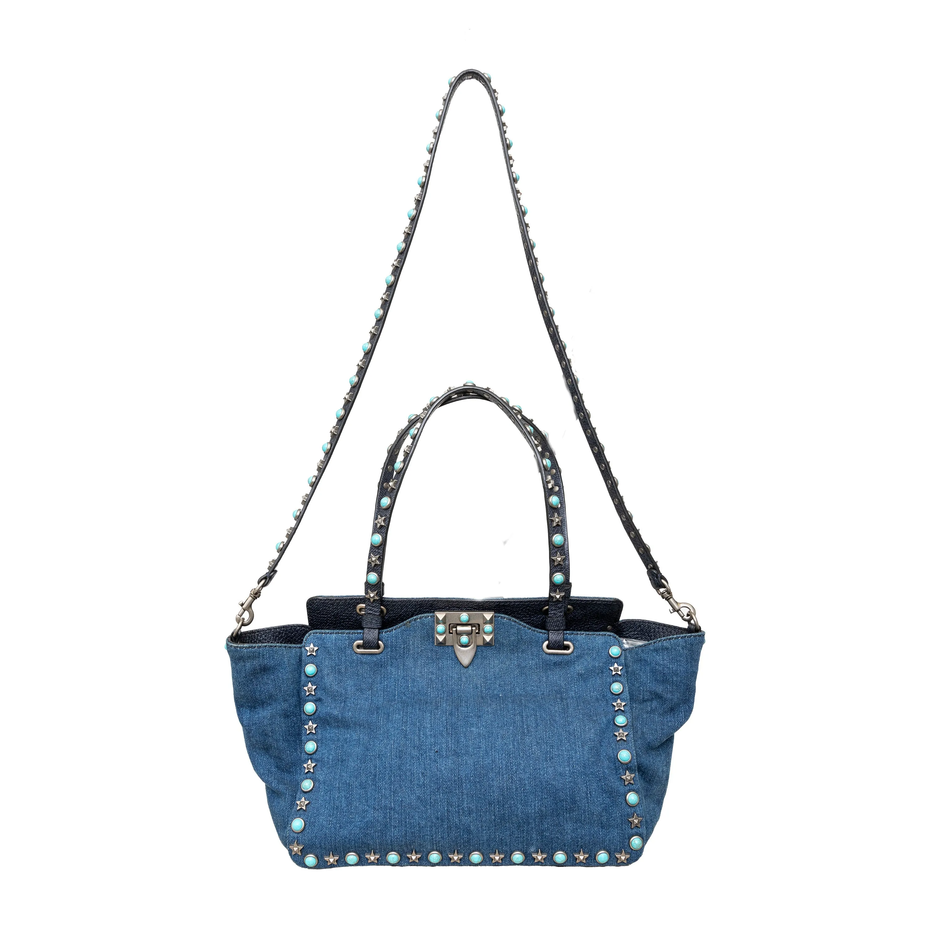 Valentino Rockstud 2-Way Denim Bag - '00s