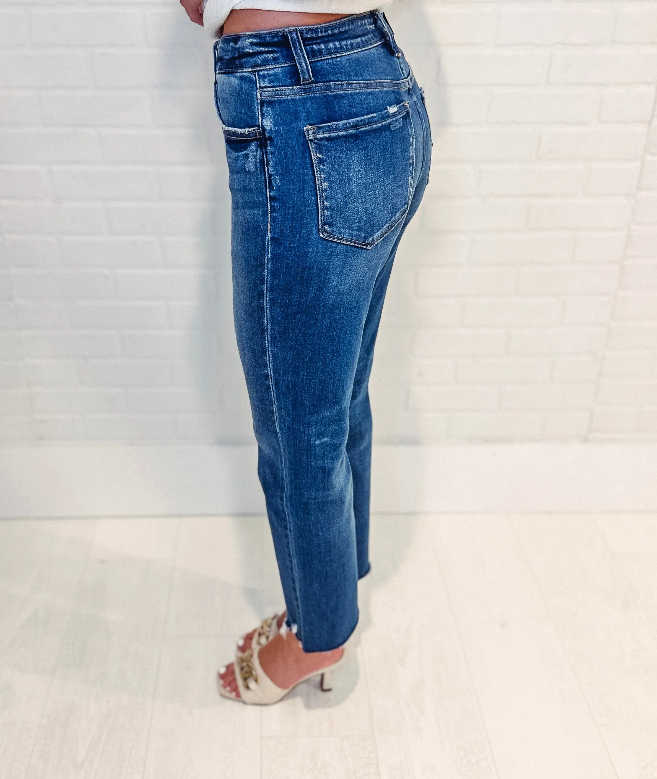 Victoria High Rise Crop Straight Denim