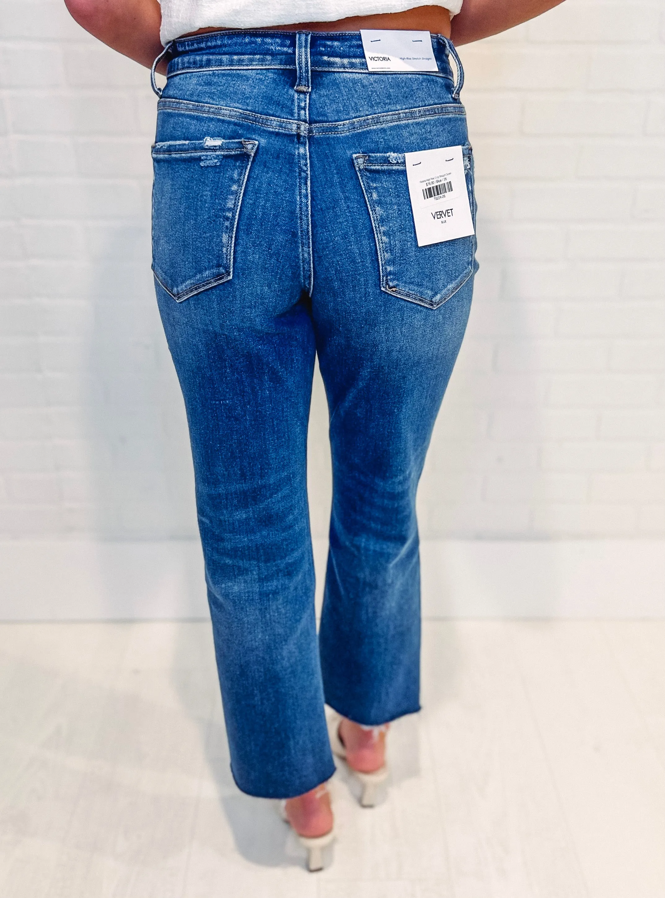 Victoria High Rise Crop Straight Denim