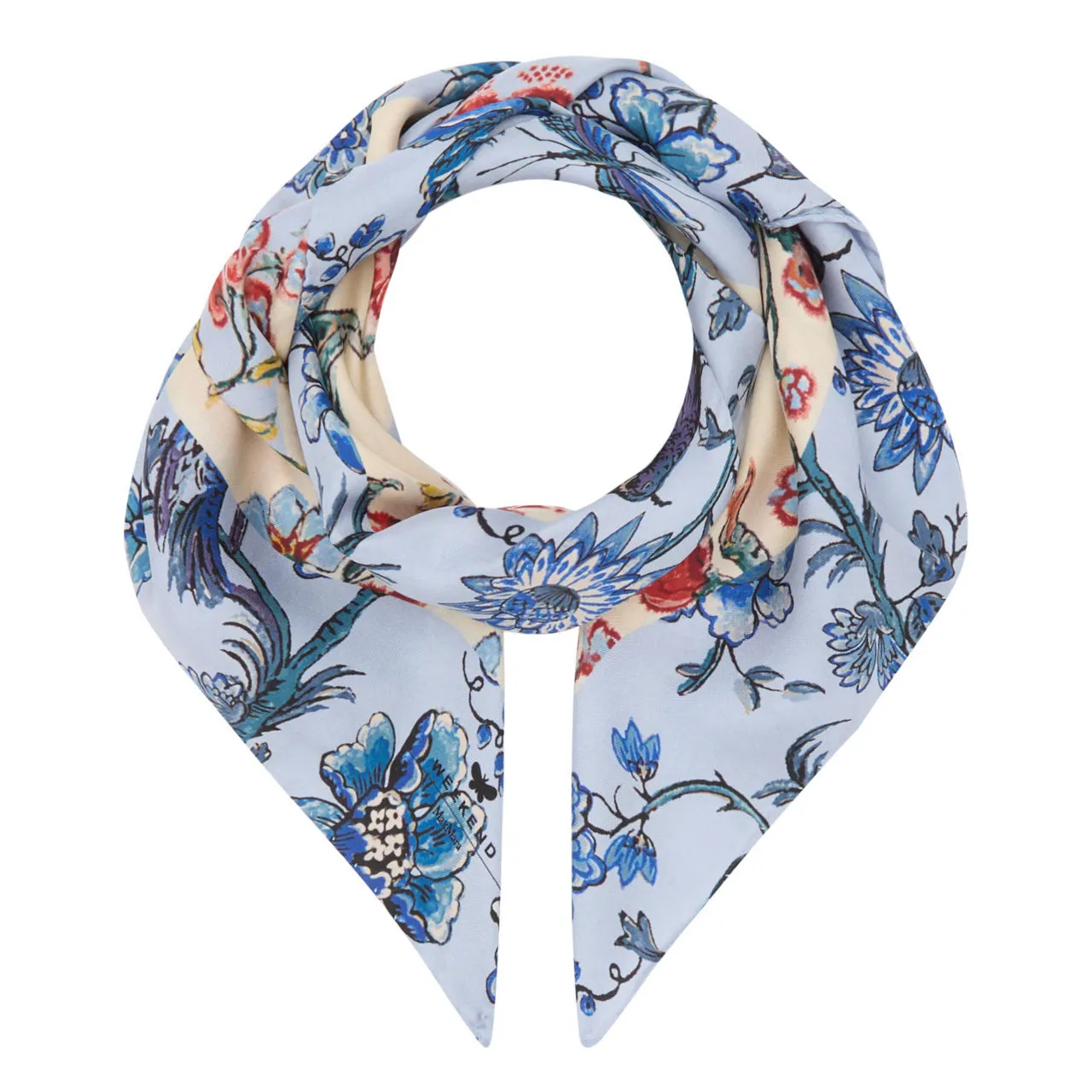 WEEKEND MAX MARA Siam Floral Print Square Silk Scarf - Light Blue