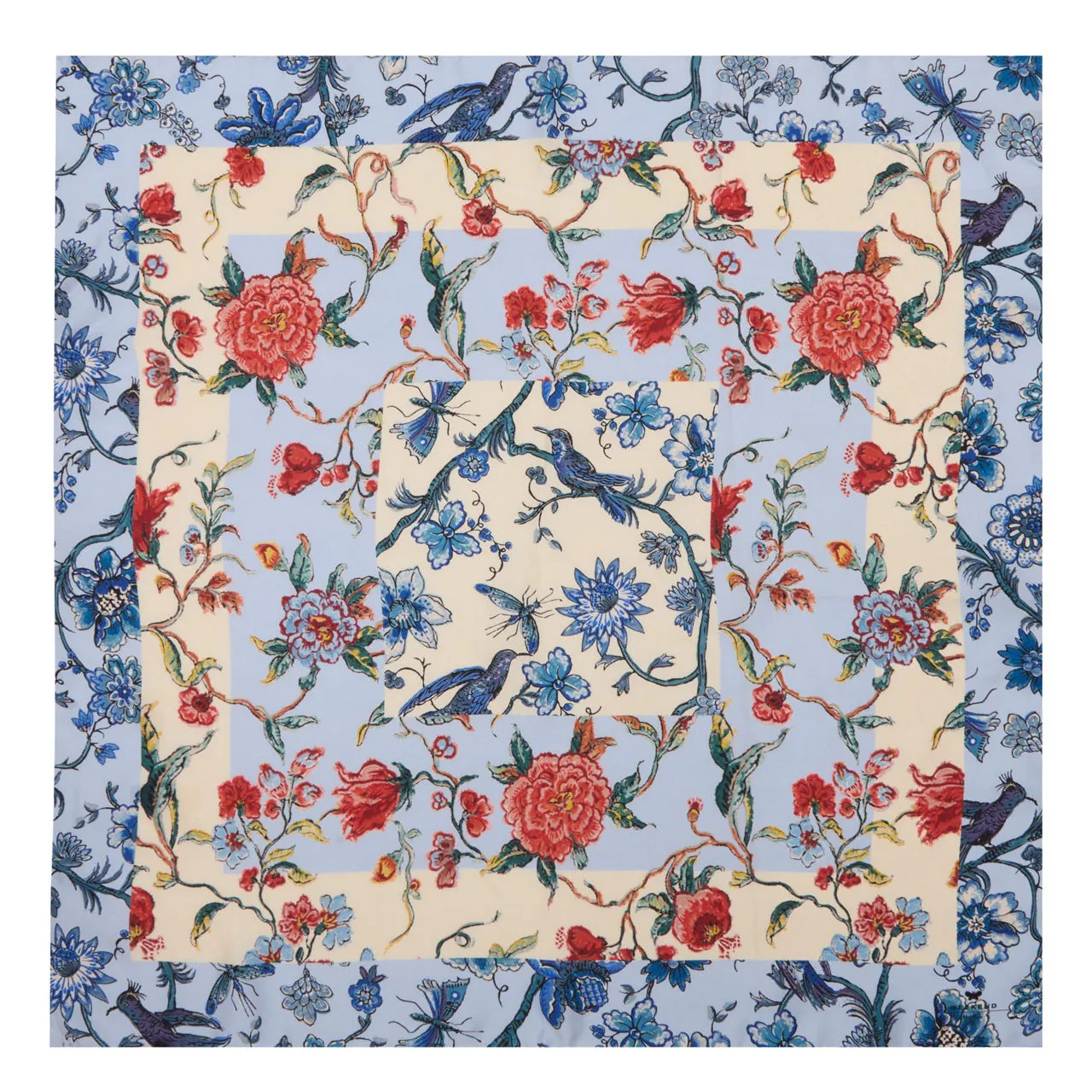 WEEKEND MAX MARA Siam Floral Print Square Silk Scarf - Light Blue