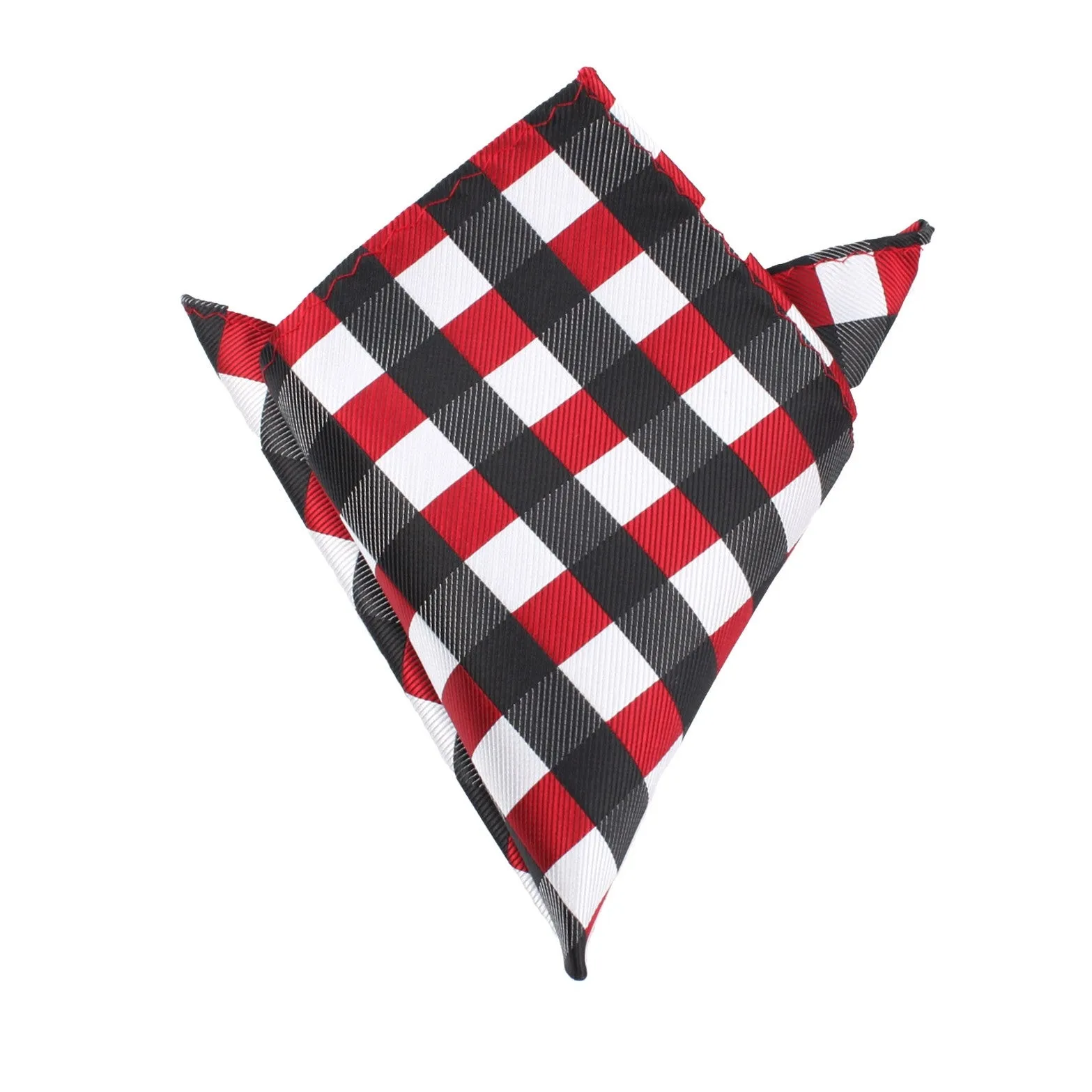 White Black Maroon Checkered Pocket Square