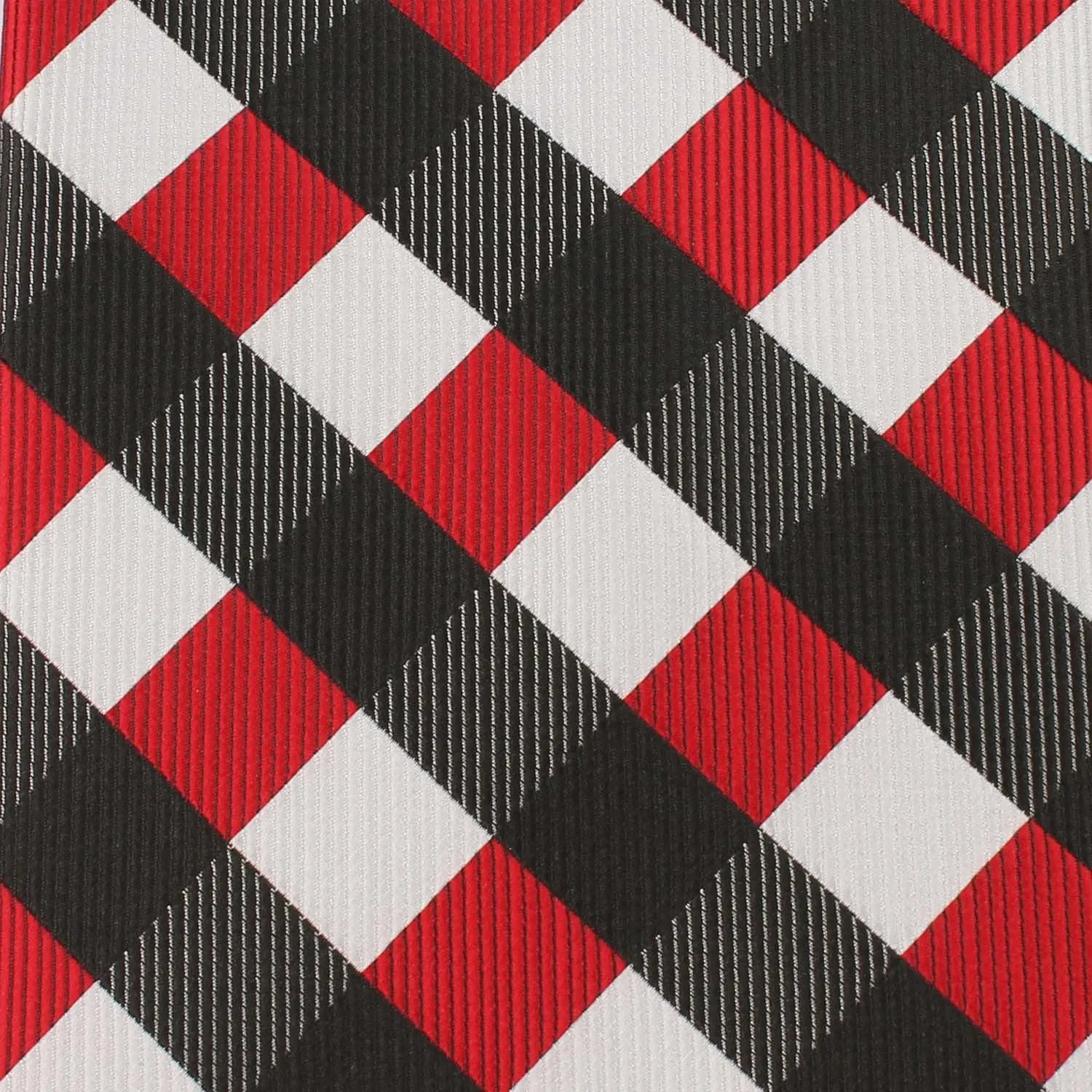 White Black Maroon Checkered Pocket Square