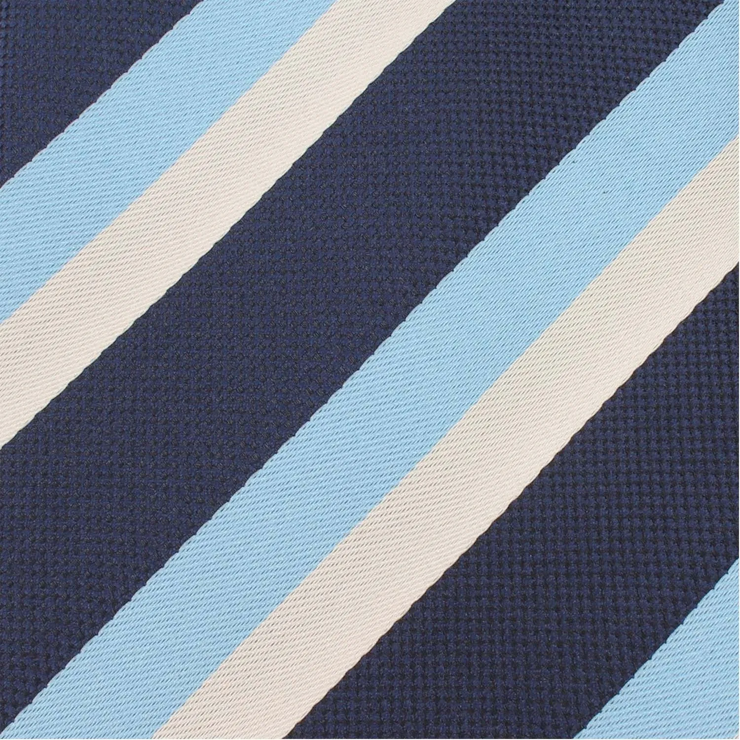 White Navy and Light Blue Striped Pocket Square