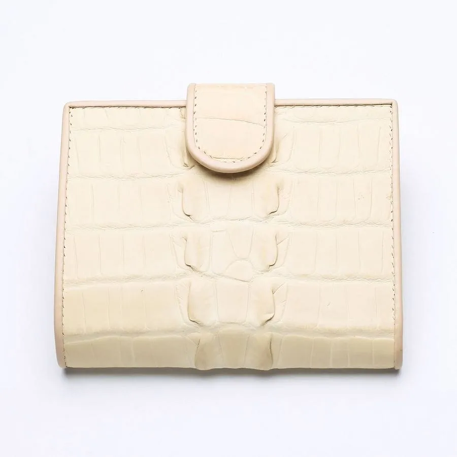 White Pearl Crocodile Tail Skin Womens Wallets