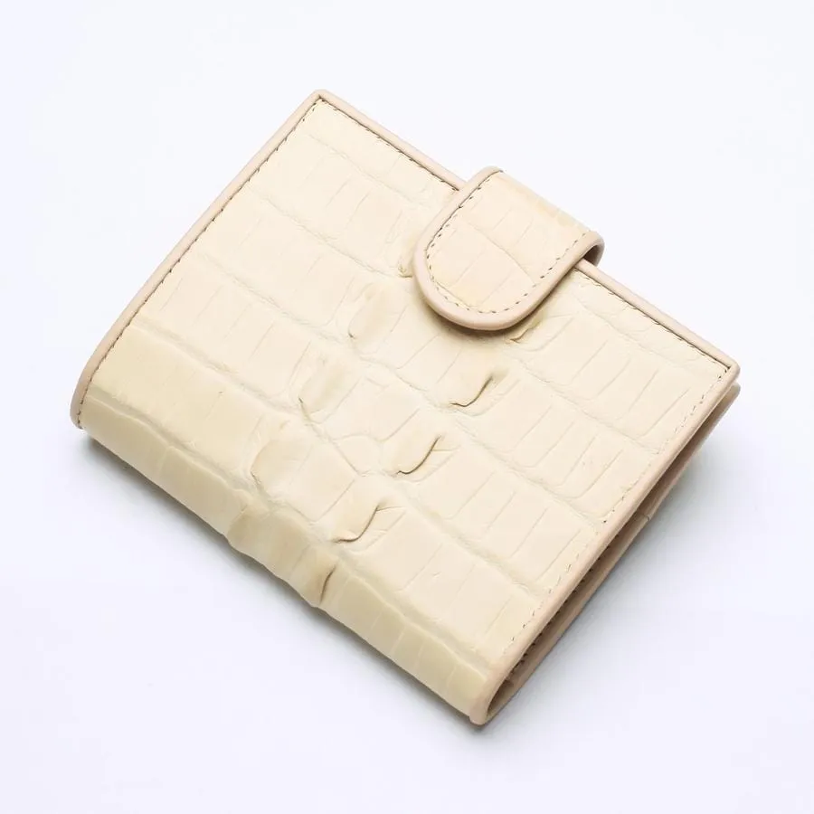 White Pearl Crocodile Tail Skin Womens Wallets