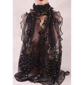 Women Lady's 7 Colors Silk Scarves Chiffon Transparent Long Soft Wrap Shawl Stole Peacock Scarf 190*40CM SM6